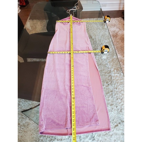 Fashion Nova Women Purple Polyester Halter Neck Sleeveless Velvet Maxi Dress XL - Picture 13 of 16